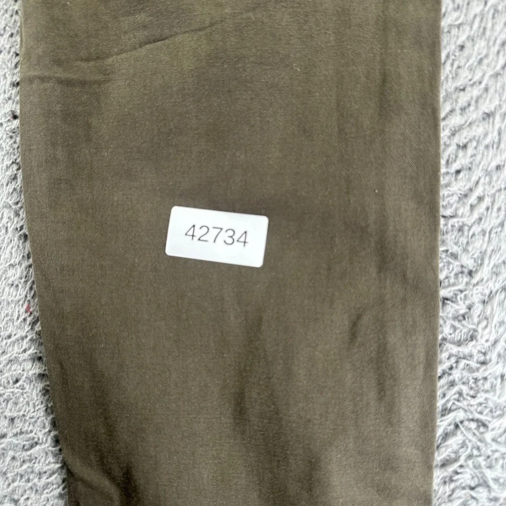 Zara Pant Mens 33x28 Green Cotton Chino Straight Business Career Preppy Stretch